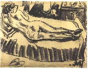 Ernst Ludwig Kirchner Reclining female nude on a couch France oil painting artist